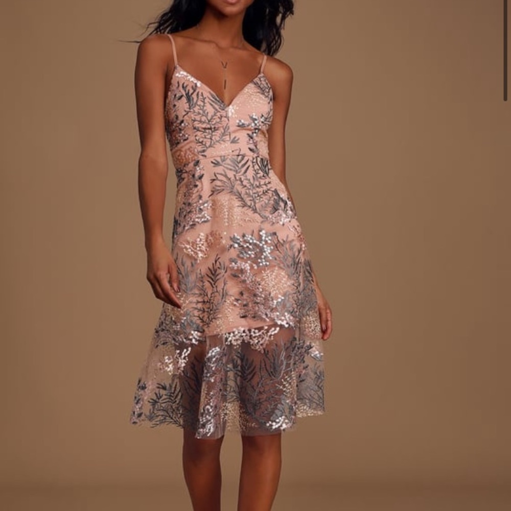 Lulus pink embroidered dress